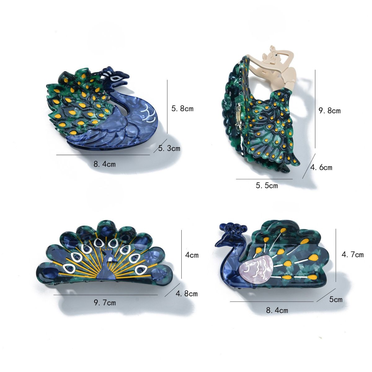 Medium Elegant Peacock Dancer Hair Claw