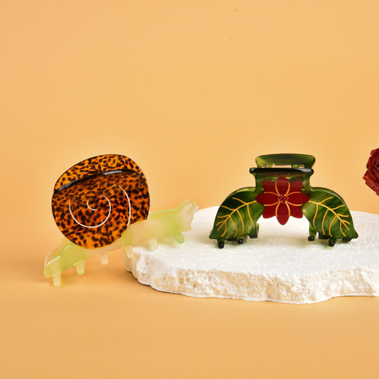 Medium Tortoiseshell Yellow Snail Hair Claw