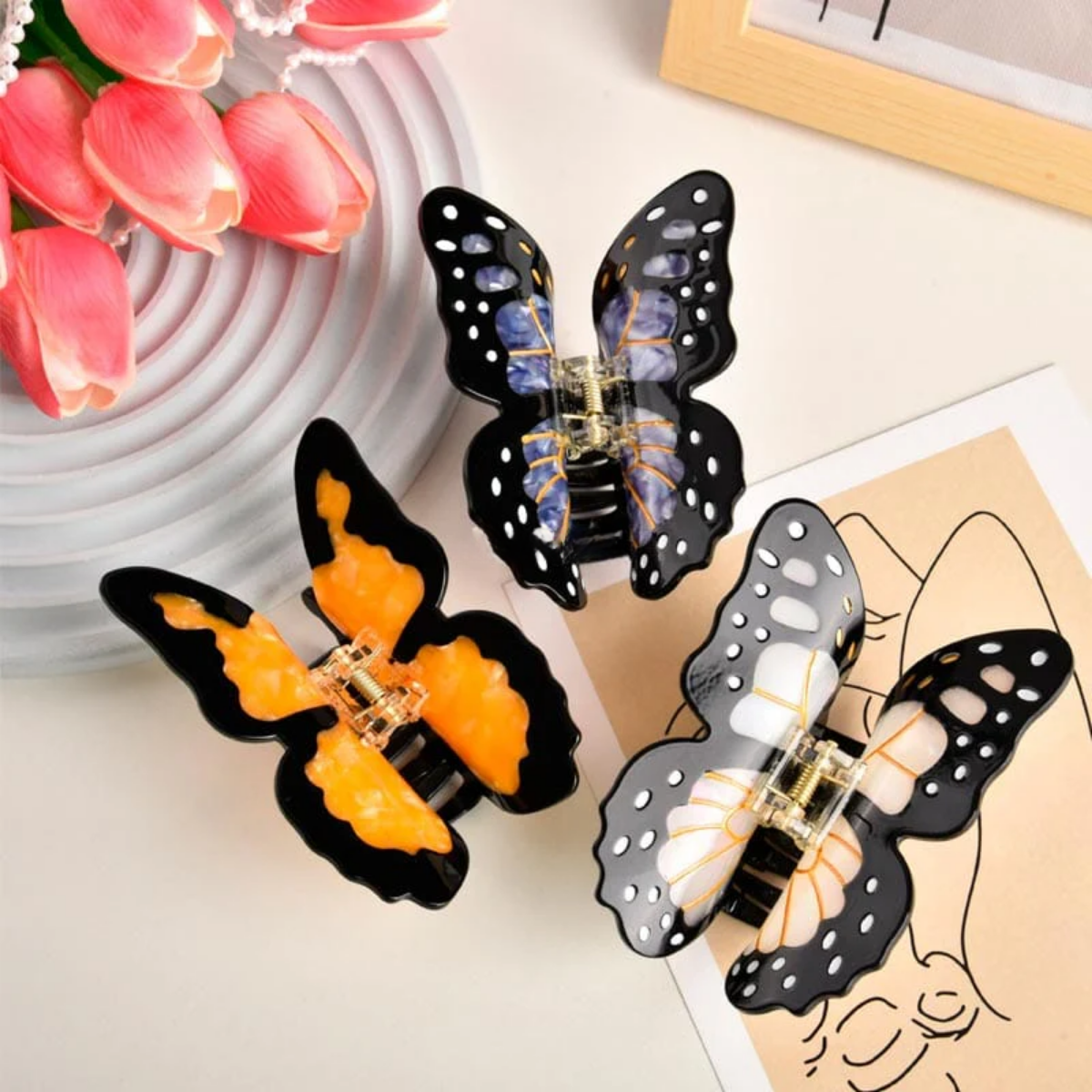 Medium Yellow Butterfly Hair Claw