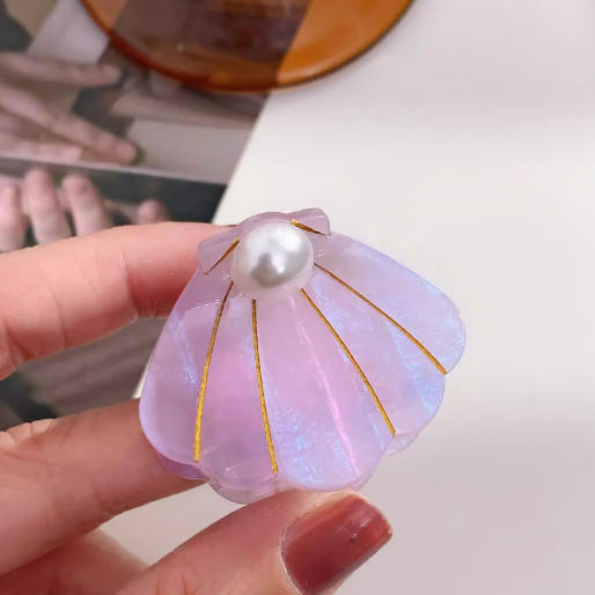Mini Blue Purple Pearl Shell Hair Claw