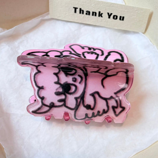 Medium Pink Glitter Devil Hair Claw