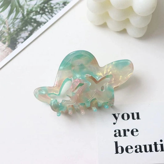 Dazzle Green Color Artistic Hollow Butterfly Hair Claw丨Lemonschunks