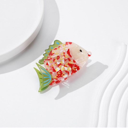 Medium Red Quirky Fish Hair Claw丨Lemonschunks