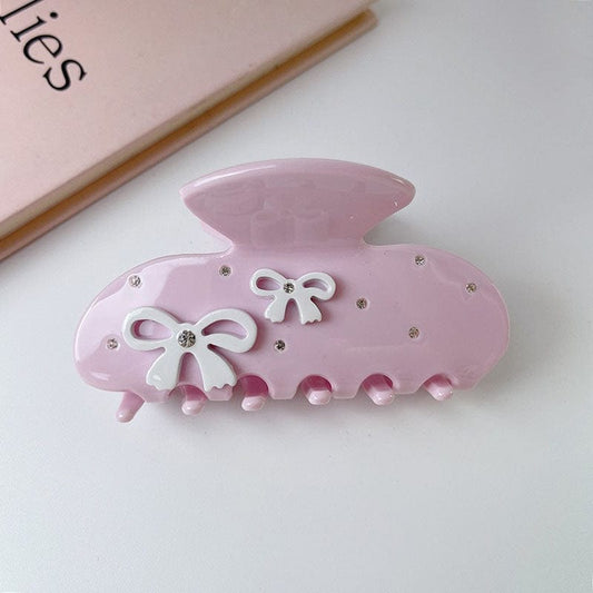 Large Light Pink Bow Tie Hair Claw