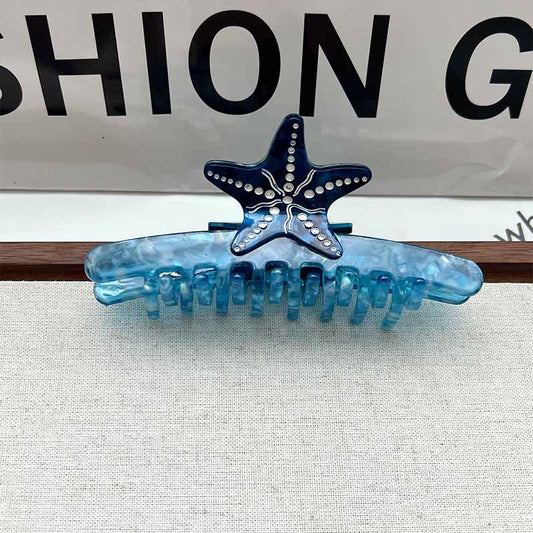 Large Blue Starfish Embellished Hairpin