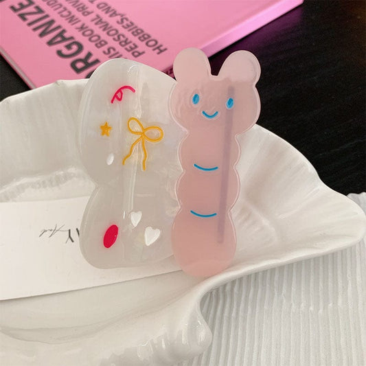 Medium Pink Cartoon Butterfly Hair Claw