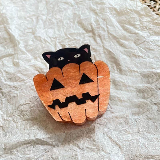 Small Cat Pumpkin Hair Claw