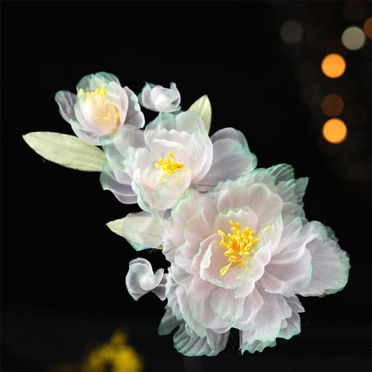 Jumbo Green Edge Peony Flower Hair Claw