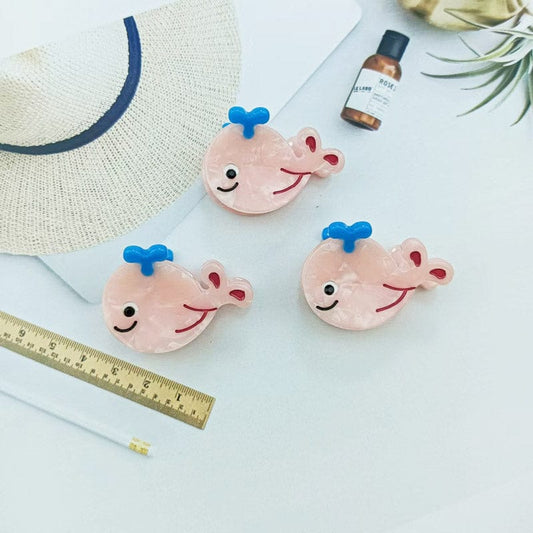 3Pcs Mini Light Pink Whale Side Clip | Lemonschunks