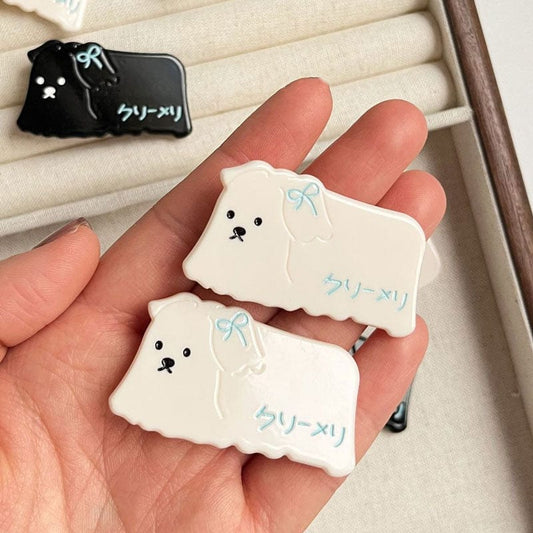 2 Pcs Mini White puppy Side Clip