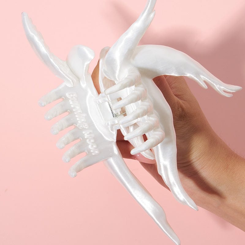 Jumbo Silky White Angel Hair Claw Clip