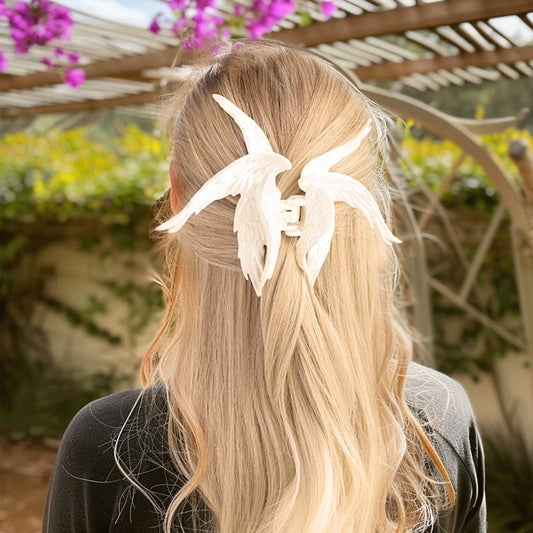 Jumbo Silky White Angel Hair Claw Clip
