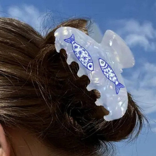 Medium Little Blue Cartoon Fish Hair Claw Clips | NueShiny
