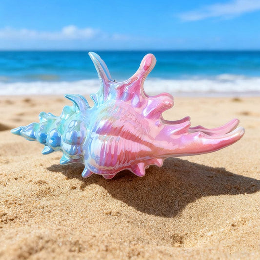 Jumbo Hot Pink And Blue Conch Hair Claw