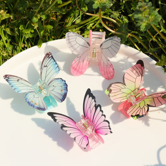 Pink Butterfly with Black Edge Hair Claw