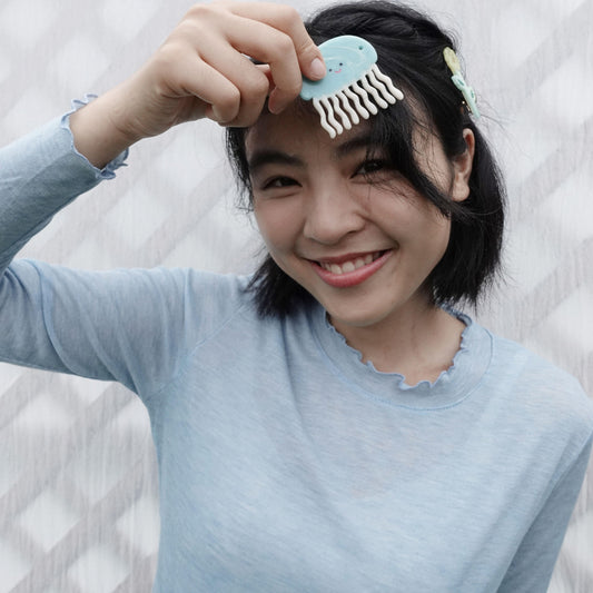 Small Blue & White Jellyfish Mini Travel Comb