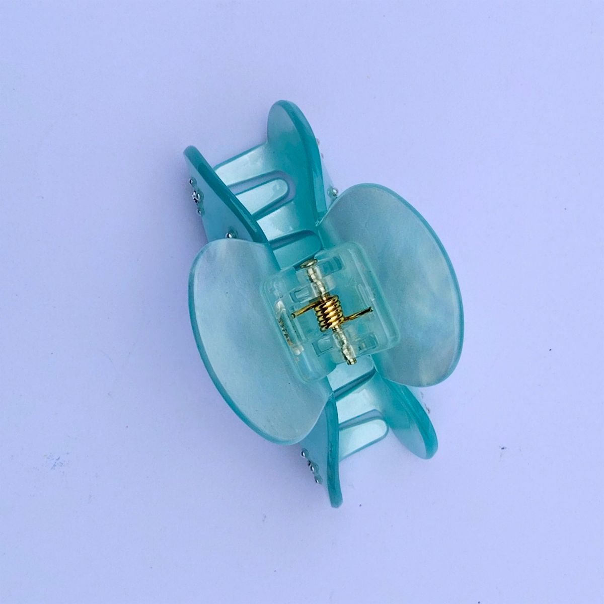 Small Teal Pearl Cross Rhinestone Hair Claw