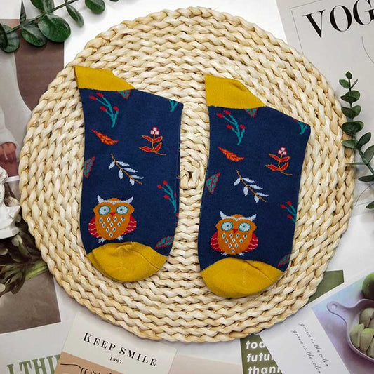 Orange Owl Socks