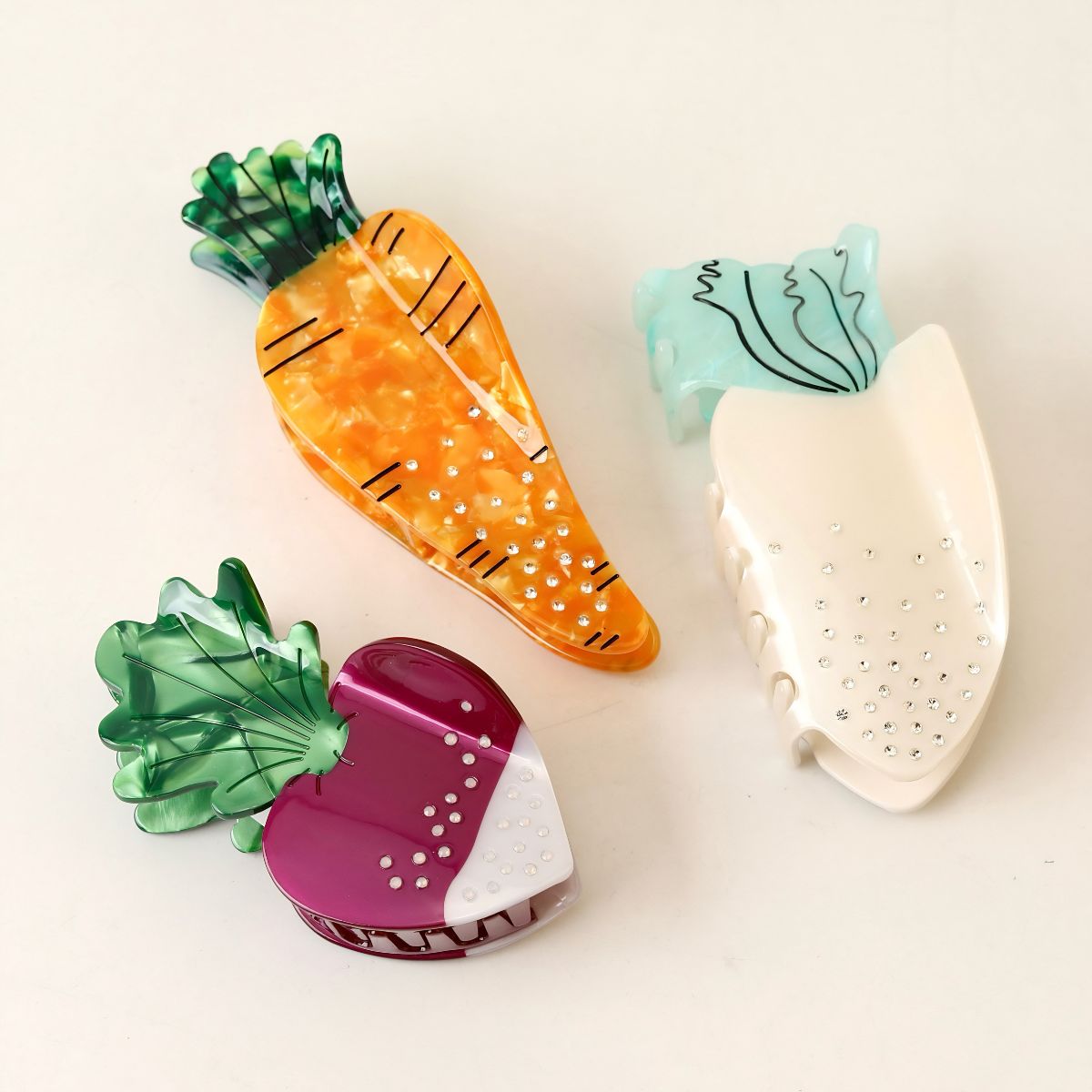 Large Carrot Radish Vegetable Hair Claw 3 Styles