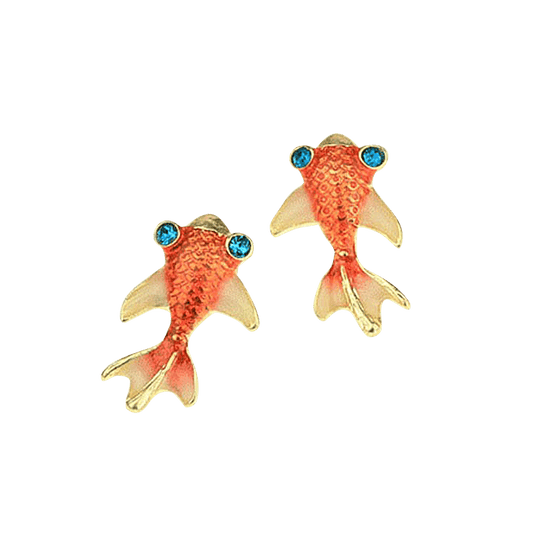 Blue Diamond Little Goldfish Earrings