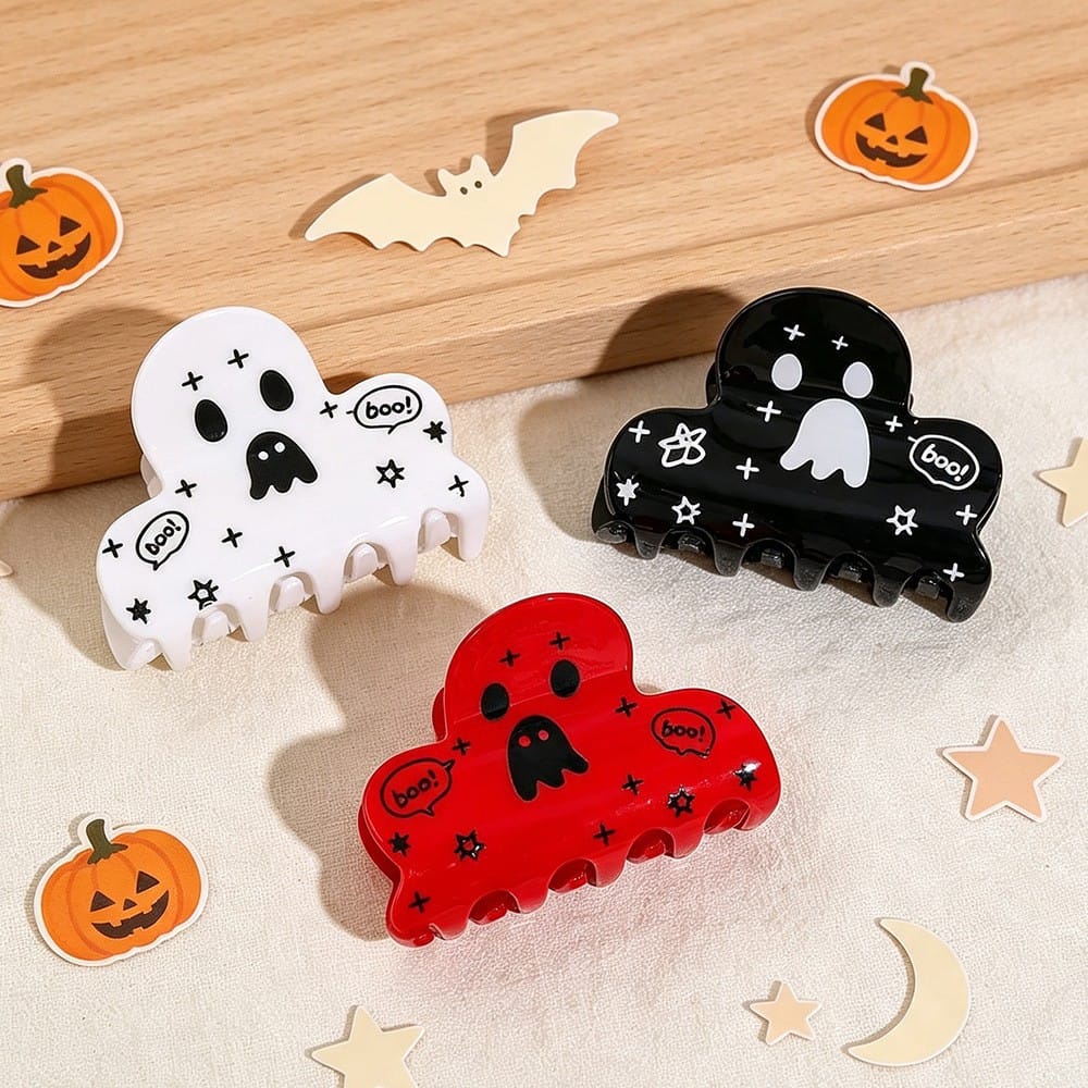Small White Black Cosmic Boo Hair Claw Lemonschunks