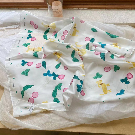 Dog and Strawberry Printed Scarf丨Lemonschunks