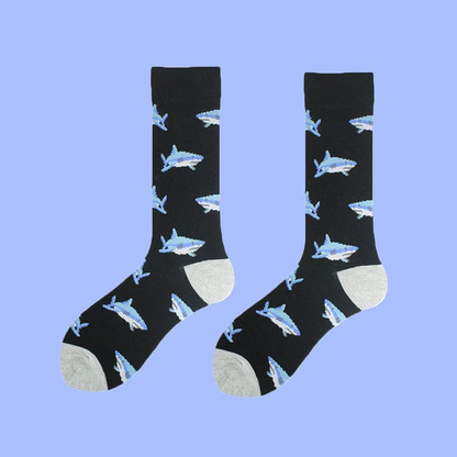 Shark Ocean Series Black Socks