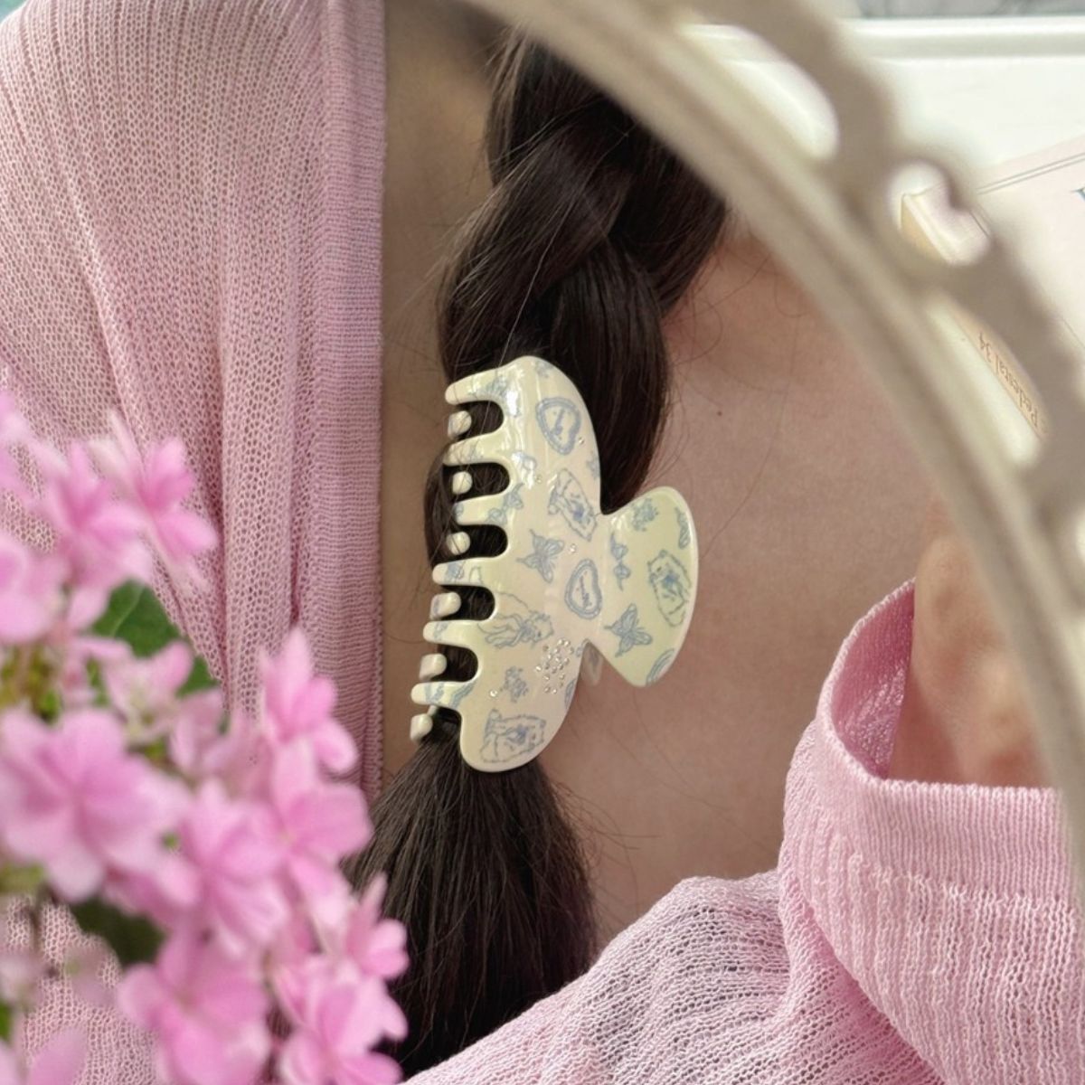 Cat Butterfly Print Rhinestone Bow Hair Claw丨Lemonschunks
