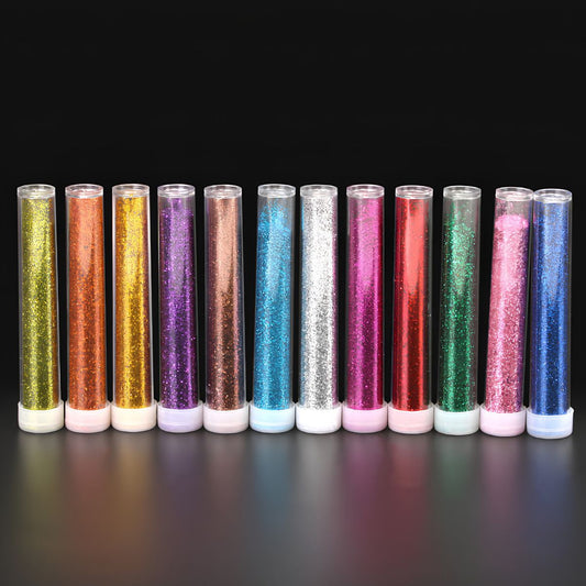 12 Colors Holographic Hexagon Glitter Set Tube Pack
