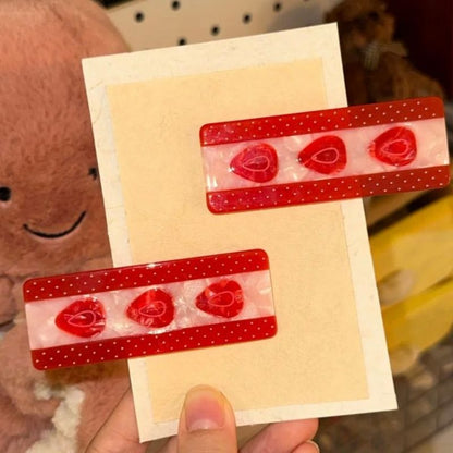 Strawberry with Cream Hair Clip Set