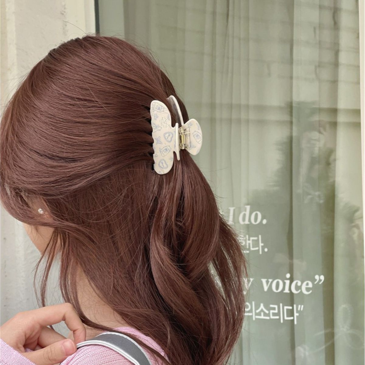 Cat Butterfly Print Rhinestone Bow Hair Claw丨Lemonschunks