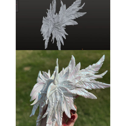 Jumbo Iridescent White Wing Hair Claw Clip