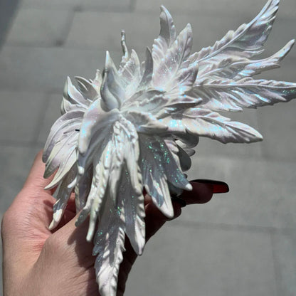 Jumbo Iridescent White Wing Hair Claw Clip