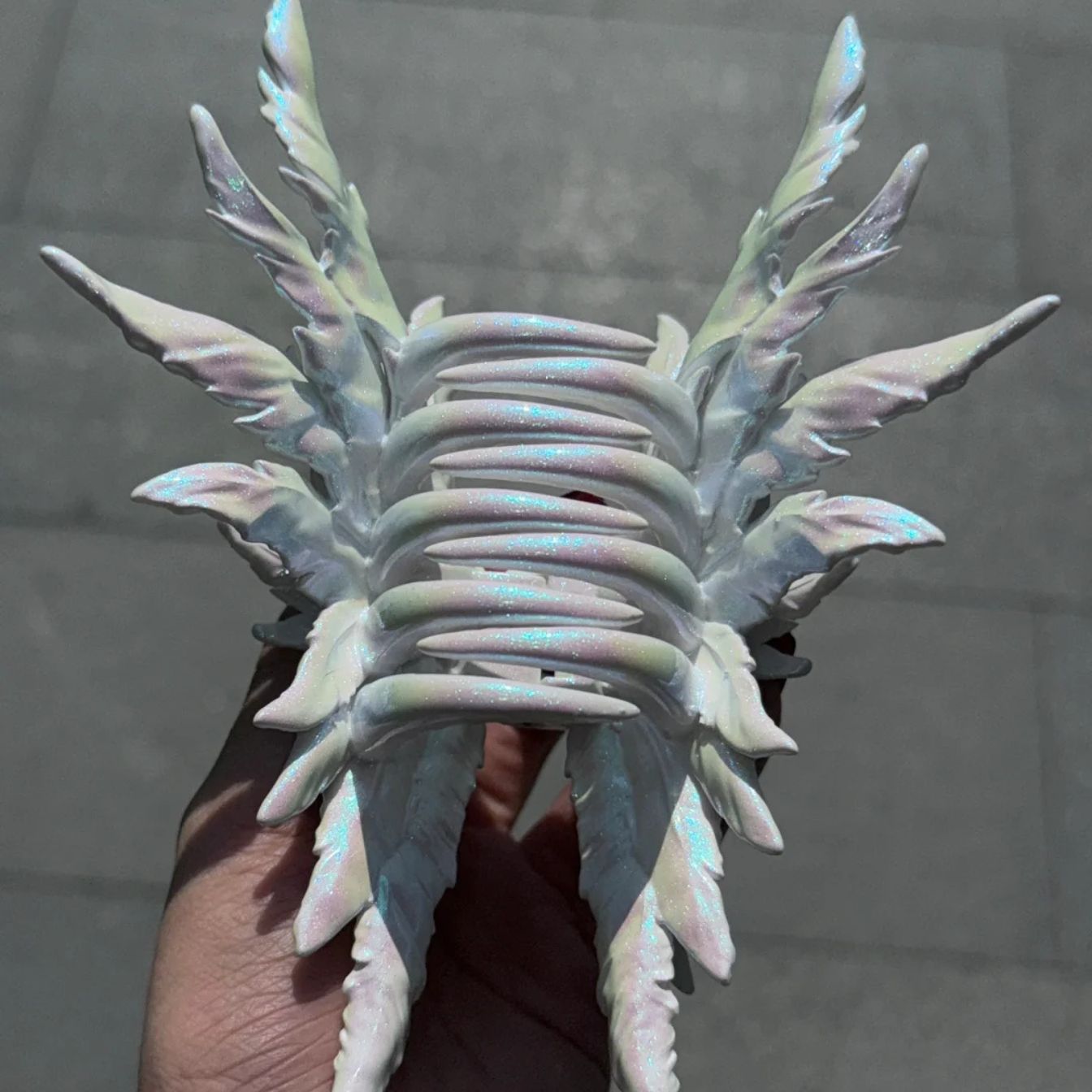 Jumbo Iridescent White Wing Hair Claw Clip