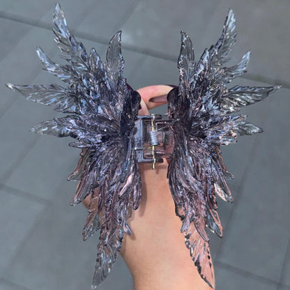 Jumbo Transparent Iridescent Black Wing Hair Claw Clip