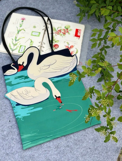 Illustrated Botanical Iris Tulip Caladium Leaf Begonia Lotus Swan Calla Lily Daffodil Tote Bag