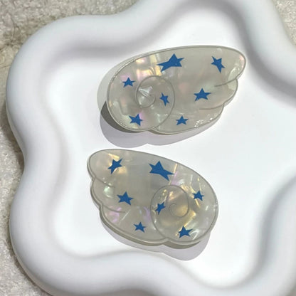 Cream White Vintage Wing Star Hair Clips Set
