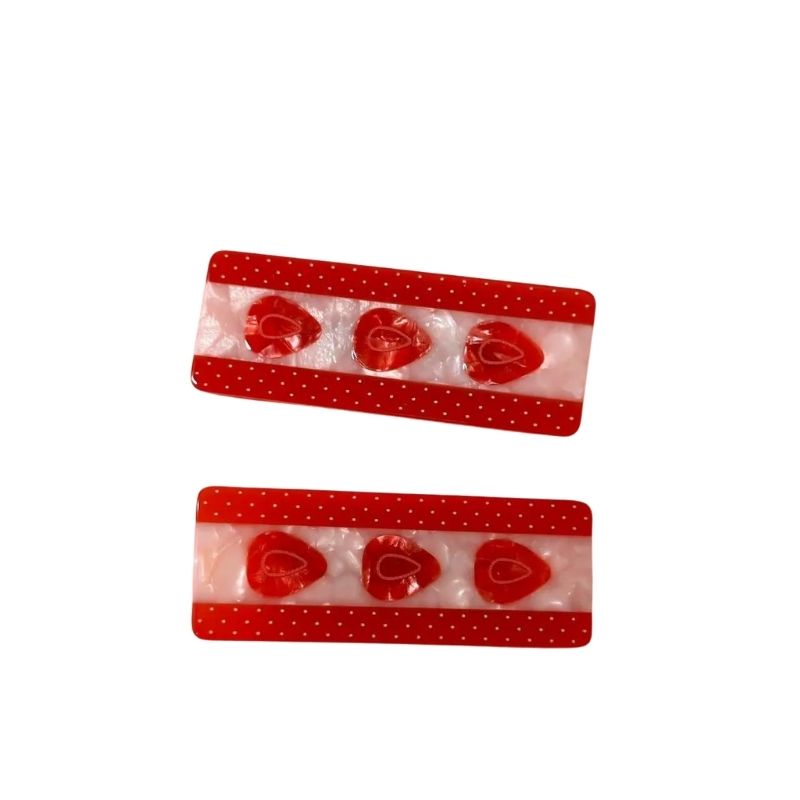 Strawberry with Cream Hair Clip Set