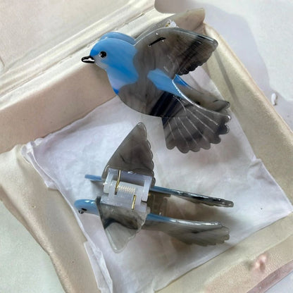 Large Grey Blue Magpie Hair Claw Clip