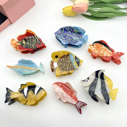 Medium Blue Water Pattern Angelfish Hair Claw