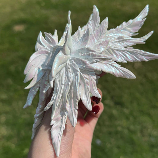 Jumbo Iridescent White Wing Hair Claw Clip