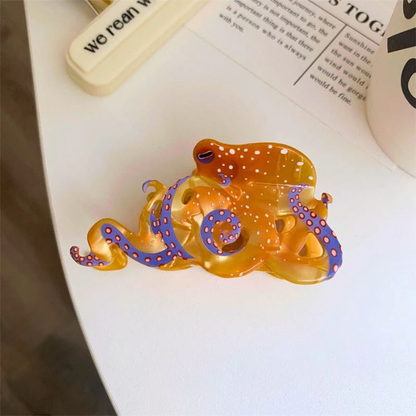 Orange Blue-Ringed Octopus Hair Claw