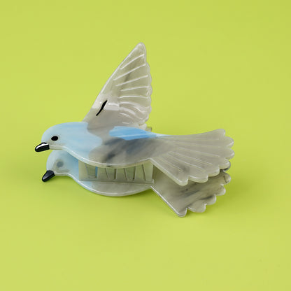 Large Grey Blue Magpie Hair Claw Clip