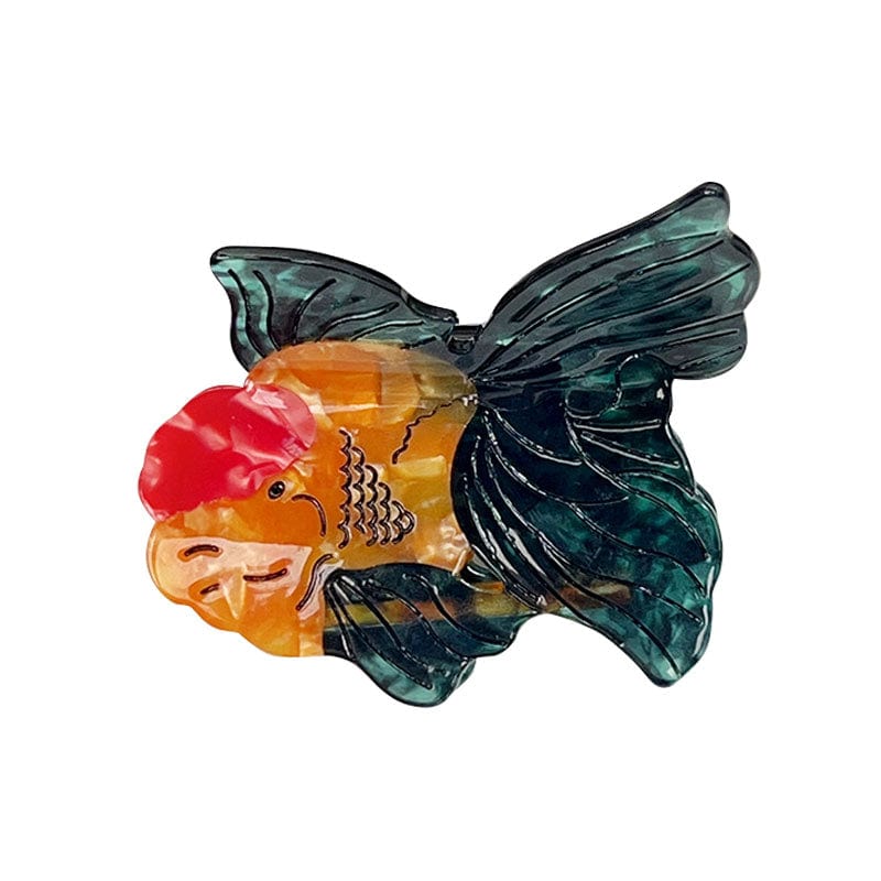 Medium  Multi-Colored Dark Green Tail Goldfish Hair Claw
