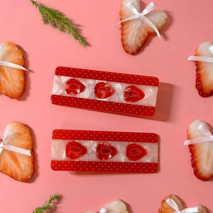 Strawberry with Cream Hair Clip Set