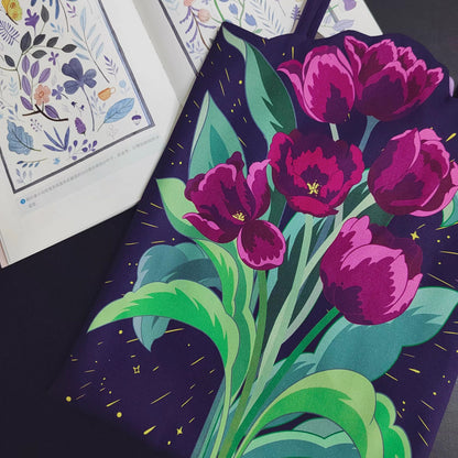 Illustrated Botanical Iris Tulip Caladium Leaf Begonia Lotus Swan Calla Lily Daffodil Tote Bag