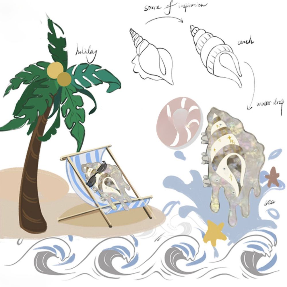 Green Flowing Star Conch Hair Claw Clip丨Lemonschunks