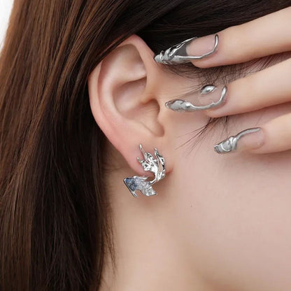 Gradient Blue Goldfish Earrings with 925 Silver Needles