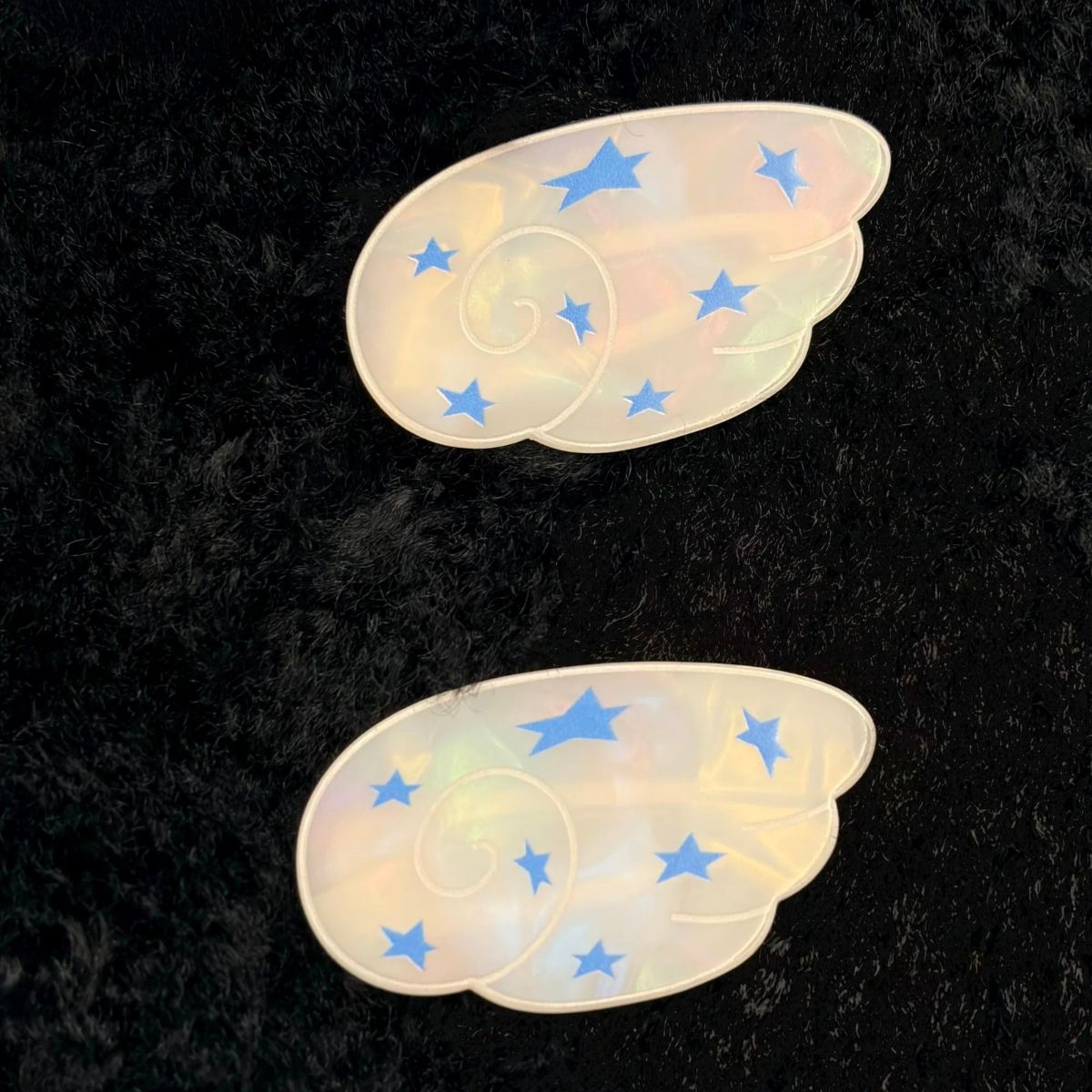 Cream White Vintage Wing Star Hair Clips Set