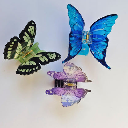 Black and Green Patterned Butterfly Hair Claw